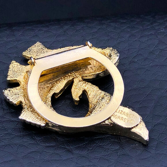 Vintage Elizabeth Morrey Scarf Clip Figural Koi Goldfish Gold Tone Hinged Clasp - Picture 3 of 8